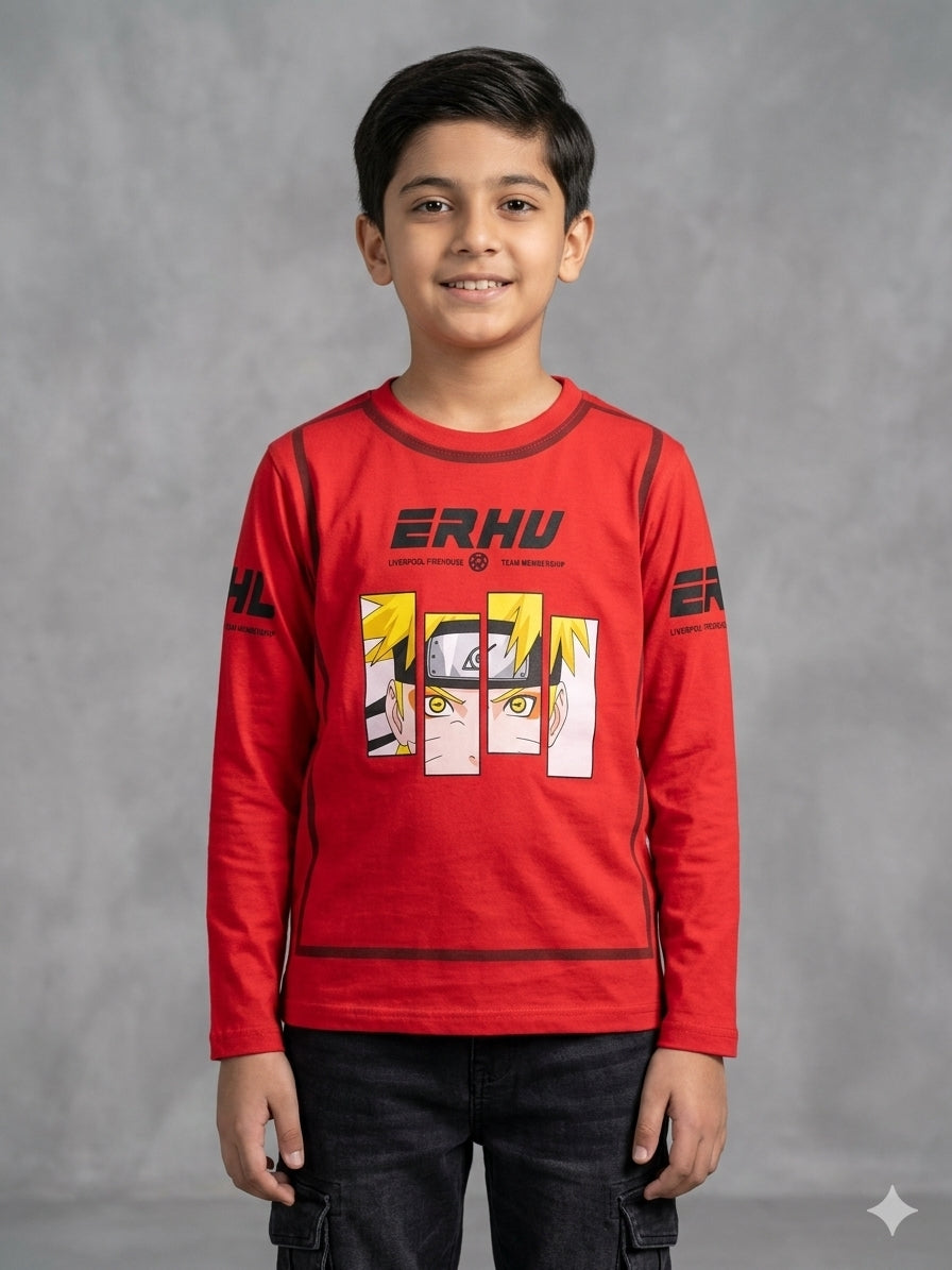 Kids Anime Hero Graphic Long Sleeve Top – White