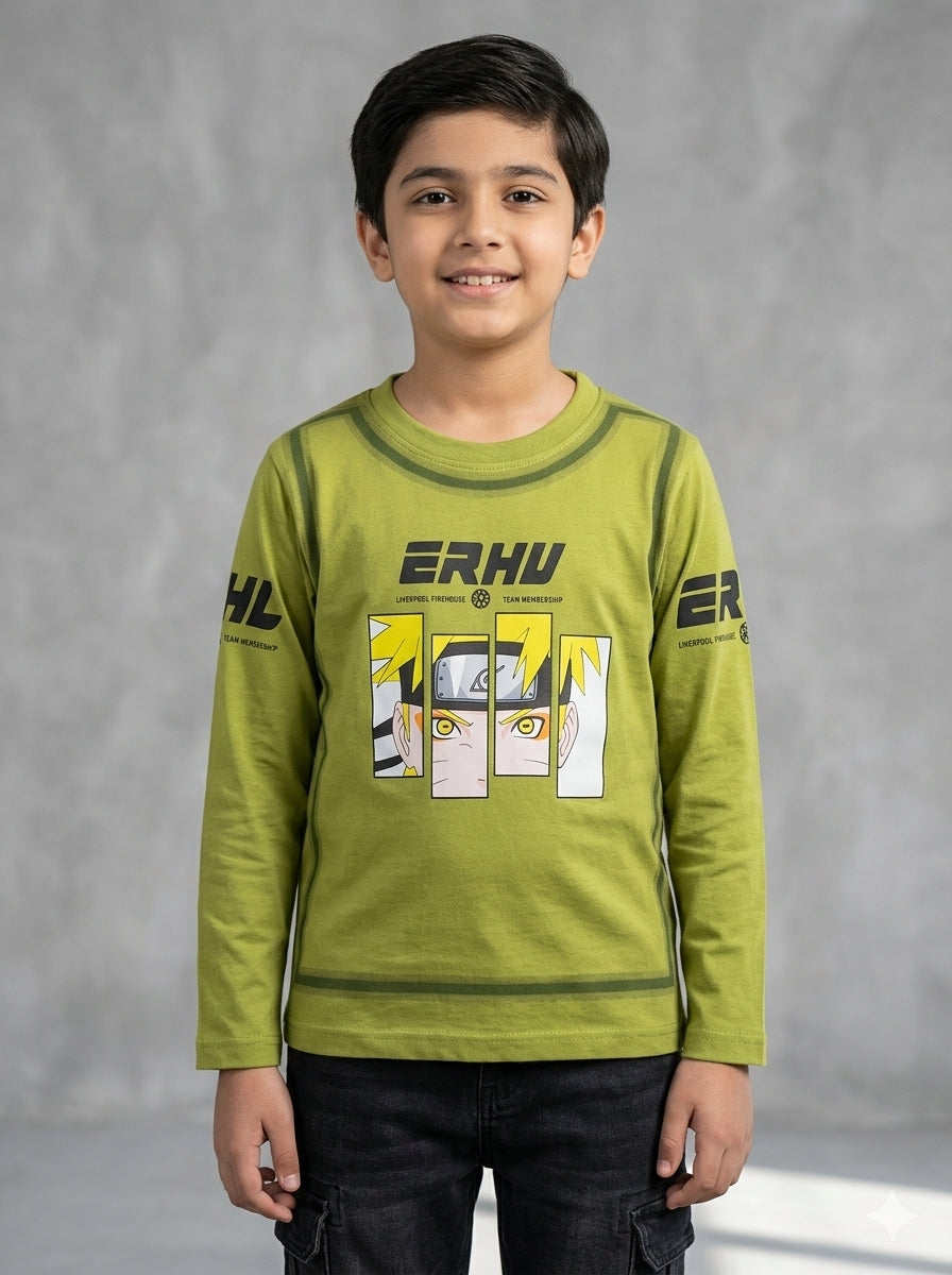 Kids Anime Hero Graphic Long Sleeve Top – White