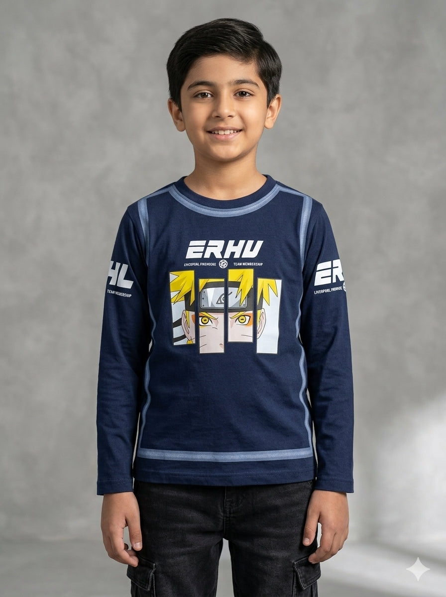 Kids Anime Hero Graphic Long Sleeve Top – White
