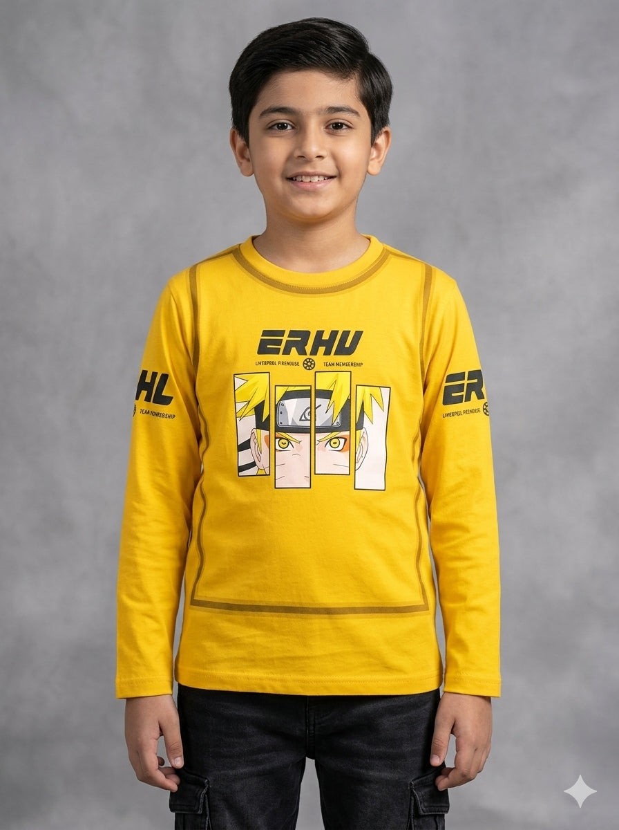 Kids Anime Hero Graphic Long Sleeve Top – White